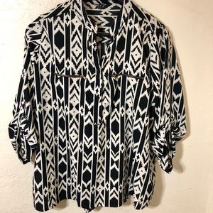 Tribal style long 3/4 blouse